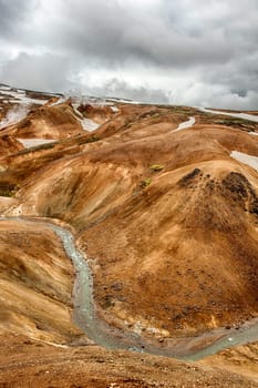 Iceland is a land of ice and fire. In the geothermal area Kerlingarfjoll one can see smoke and boiling fumaroles from the geothermal field as well as mountains covered by ice and snow.