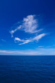 Beautiful blue sky with cloud  and blue ocean