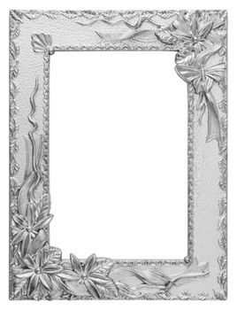 antique love silver frame isolated on white
