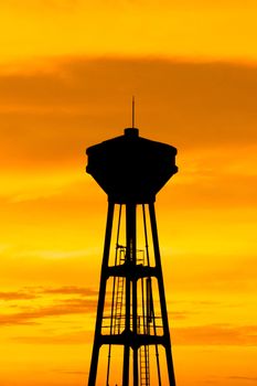 silhouette of water supply tank tower