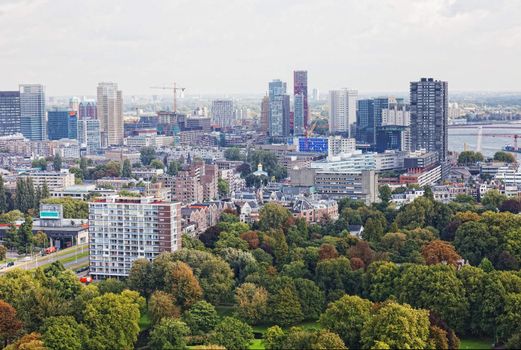 Arial panorama of Rotterdam, Holland