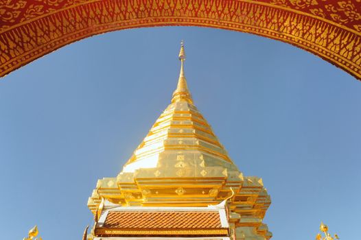 Golden sculpture Wat Phra That Doi Suthep is a major tourist destination of Chiang Mai, Thailand.