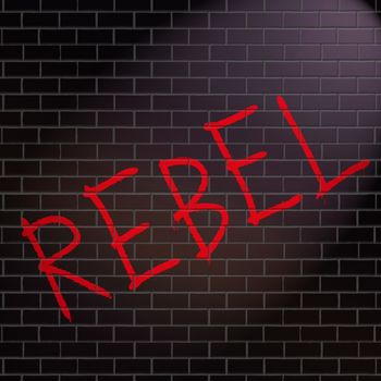 Illustration depicting grafitti on a wall with a rebel concept.
