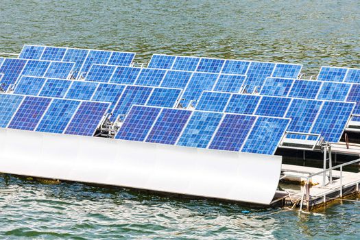 Solar panels  on the water.