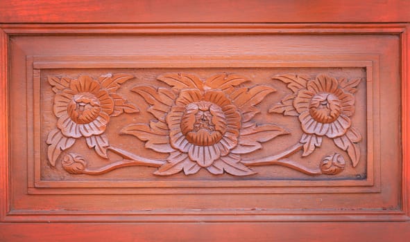 Carved pattern on wood, element of decor