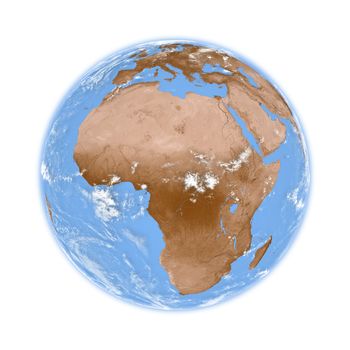 Africa on planet Earth isolated on white background. Elements of this image furnished by NASA.