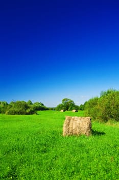 Haystack on a green field