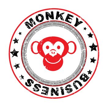 monkey business retro grungy stamp isolated on white