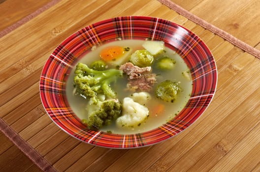 italian  farm-style country vegetables  soup with broccoli 