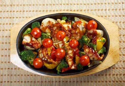 japanese food roast eel ( unagi ) with vegetable