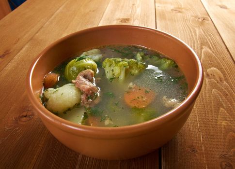 italian  farm-style country vegetables  soup with broccoli 