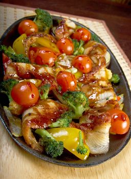 japanese food roast eel ( unagi ) with vegetable