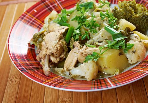 french stewed potatoes with chicken.Vegetable Stew.herbes de Provence