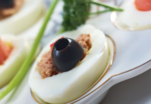 stuffed eggs with salmon , pate