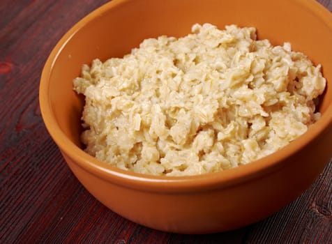  bowl with fresh porridge.farm-style 