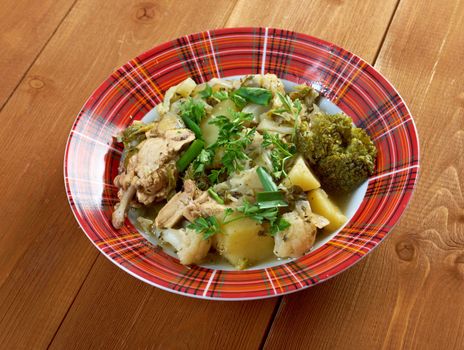 french stewed potatoes with chicken.Vegetable Stew.herbes de Provence