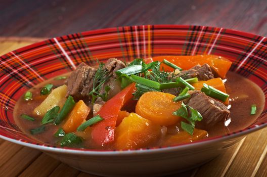 Irish stew farm-style  with tender lamb meat, potatoes and vegetables