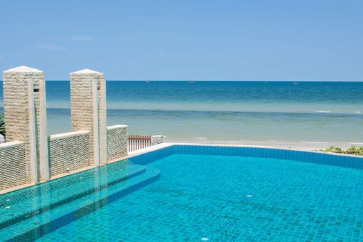 pool on beautiful Hua Hin beach in Thailand