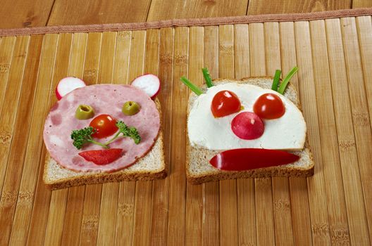 funny sandwich . breakfast for child