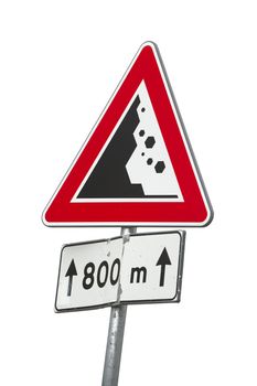 Warning sign of falling rocks