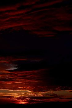 Sunset sky with dark clouds