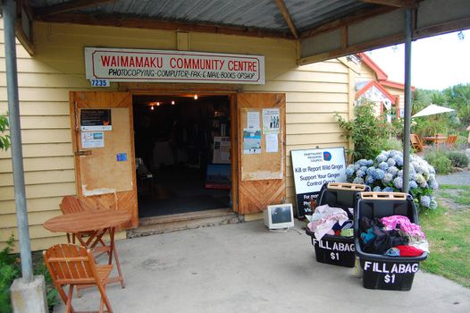 Second hand store in village at community centre, North Island, New Zealand