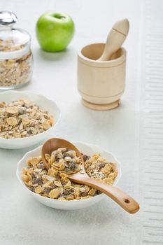 set of tableware with food