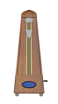 An old wood metronome on white background