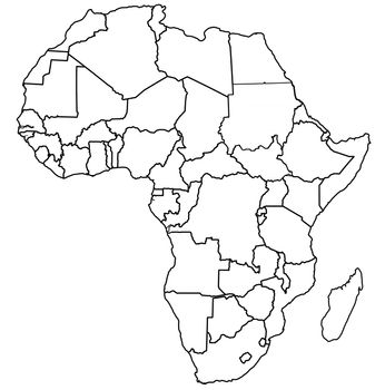 actual vintage political map of africa with flags