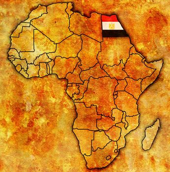 egypt on actual vintage political map of africa with flags