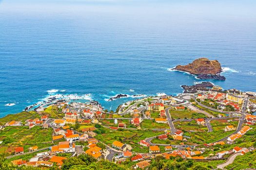 View of the village of Porto Moniz, Madeira Island, Portugal