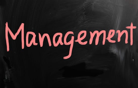 "Management" handwritten with white chalk on a blackboard