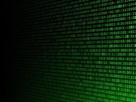 Green binary computer code fading to the left
