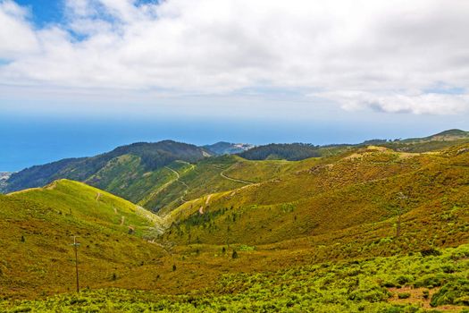 Mountain's crest in the north of Madeira island, view towards Calheta