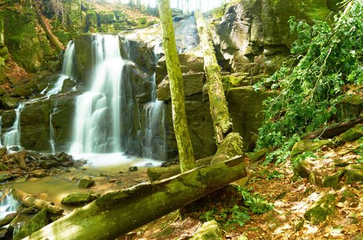 Abandoned waterfall in the mountains of the European