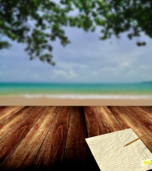 Write letter from nice beach, Vacation concept