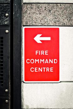 Sign for a fire command centre on a wall