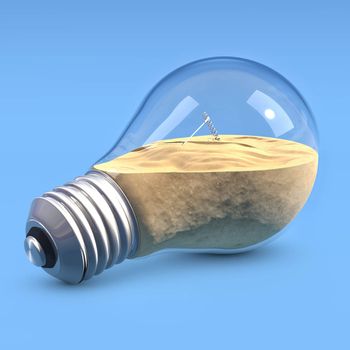 Incandescent light bulb filled with sand