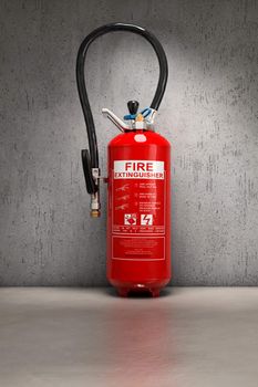 Fire extinguisher on concrete wall