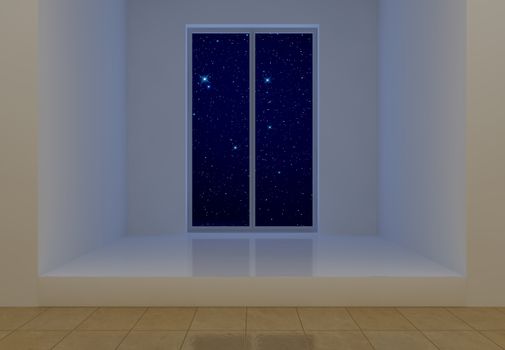 White room at starry night