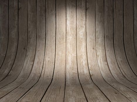 Curved shape brown wood planks