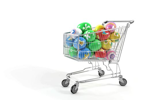 Shopping cart full of Easter eggs