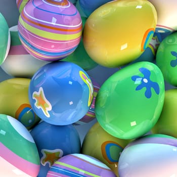 Closeup photo of Easter eggs