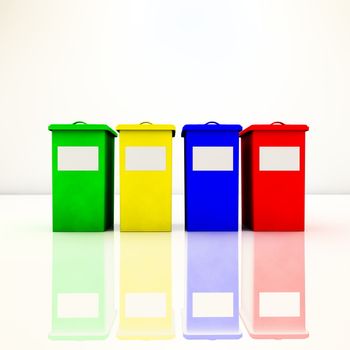 Recycle containers on white background