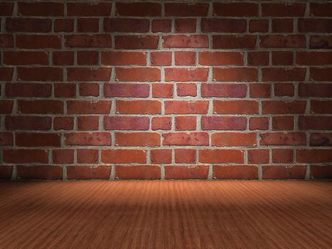 Hard brick wall and wood floor background