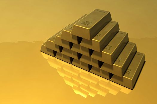 Pile of shiny gold bars