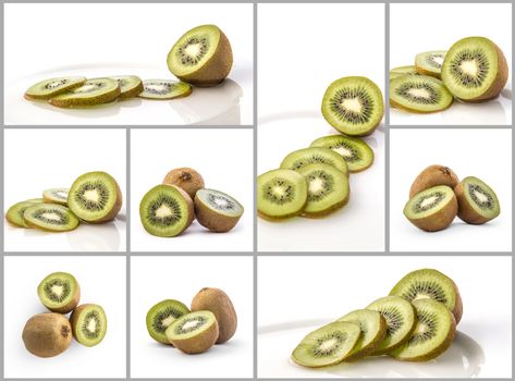 Set of nine different composition of kiwi