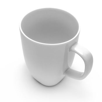 White mug on white background