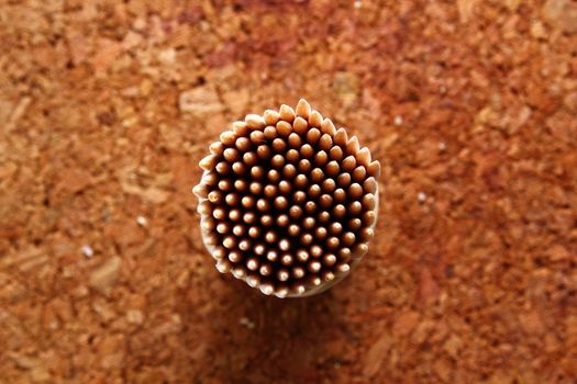 Shot of a stack of wooden toothpicks