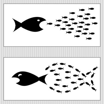 Fish illustration for concept unity is strength and group work